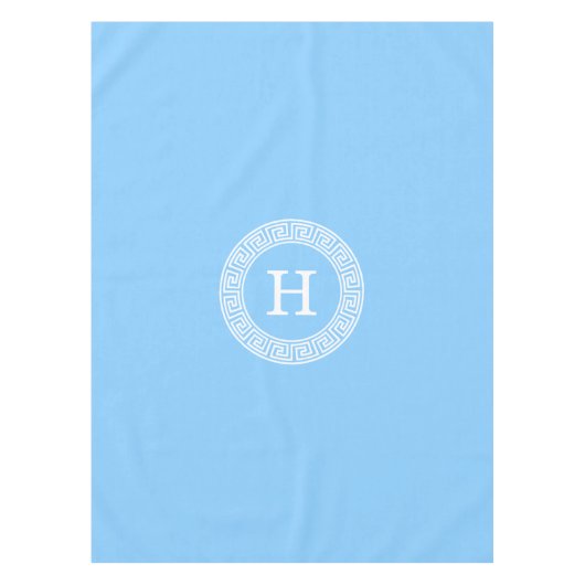Sky Blue Whelt Griechisch Key Rnd Frame Initial Mo Tischdecke (Vorderseite)
