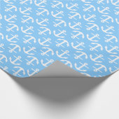 Sky Blue White Anchors 2Dir Muster Geschenkpapier (Ecke)
