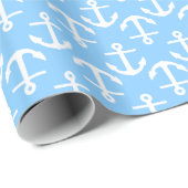 Sky Blue White Anchors 2Dir Muster Geschenkpapier (Rolleneckpunkt)