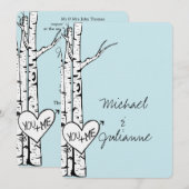 Sky Blue White Birch Trees Wedding Einladung (Vorne/Hinten)