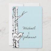 Sky Blue White Birch Trees Wedding Einladung (Vorderseite)
