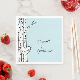 Sky Blue White Birch Trees Wedding Serviette