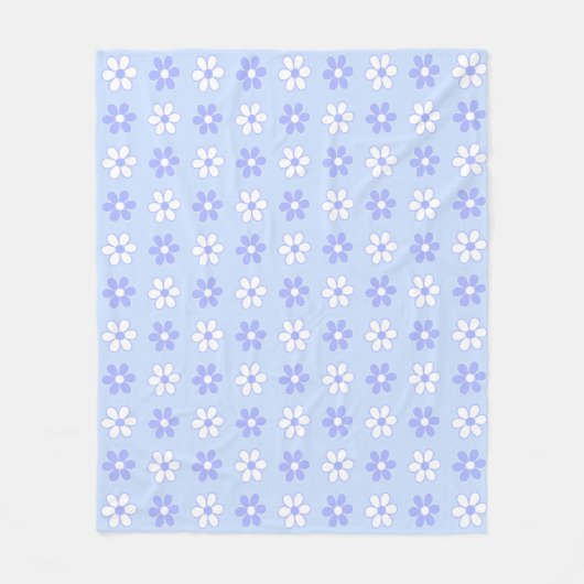 Sky Blue & White Blume auf Light Blue Fleecedecke (Vorderseite)