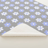 Sky Blue & White Blume auf Silver Grau Sherpadecke (3/4)