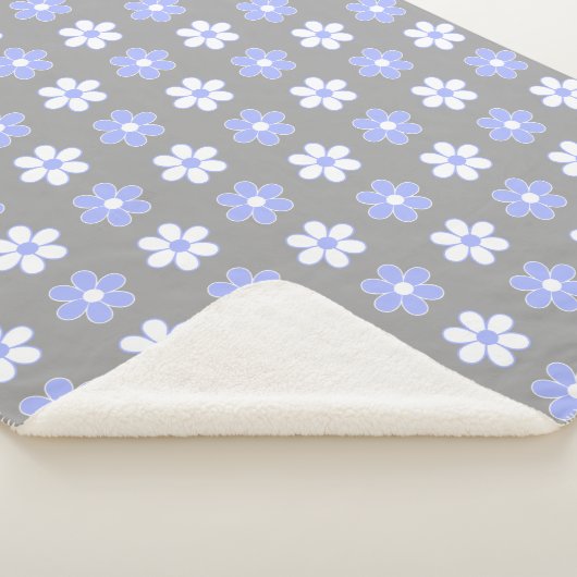 Sky Blue & White Blume auf Silver Grau Sherpadecke (3/4)