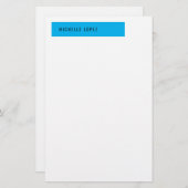 Sky Blue White Classical Elegante Schlicht Briefpapier (Vorne/Hinten)