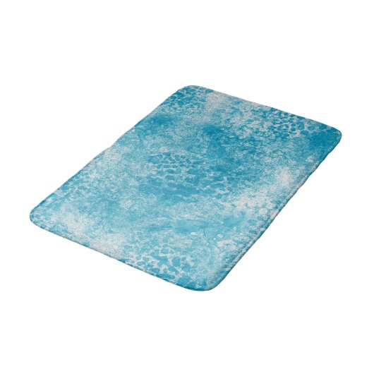Sky Blue & White Coral Textur Badematte (Schrägansicht)