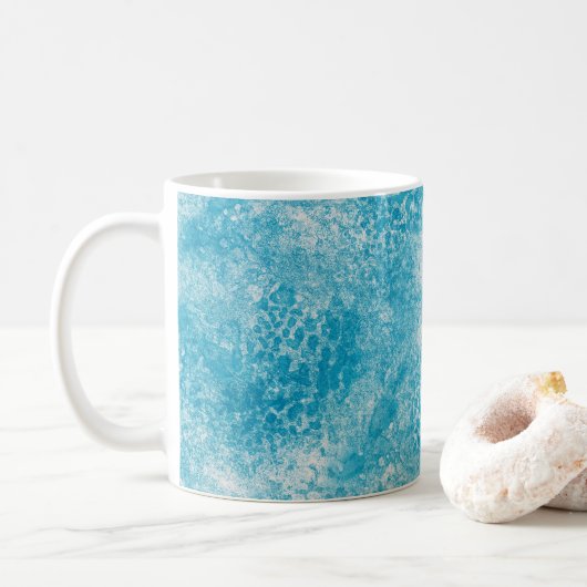 Sky Blue & White Coral Textur Kaffeetasse (Mit Donut)