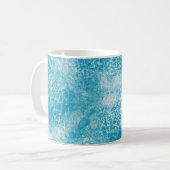 Sky Blue & White Coral Textur Kaffeetasse (Vorderseite Links)