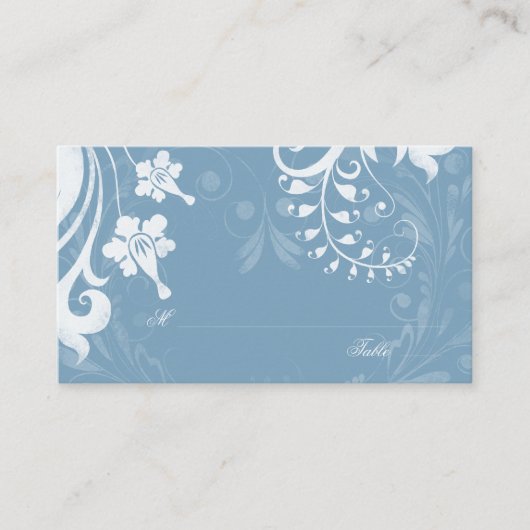 Sky Blue White Floral Wedding Platzkarten (Vorderseite)