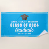 Sky Blue White Graduate 2025 Abschluss Keepake Strandtuch (Vorderseite)