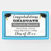 Sky Blue White Gratulationen Graduate Abschluss Banner (Horizontal)
