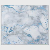 Sky Blue White Gray Marble Shiny Brushes Geschenkpapier (Flach)