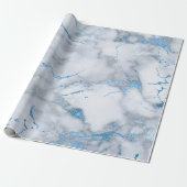 Sky Blue White Gray Marble Shiny Brushes Geschenkpapier (Ungerollt)