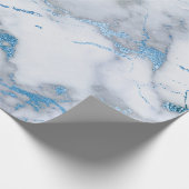 Sky Blue White Gray Marble Shiny Brushes Geschenkpapier (Ecke)