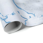 Sky Blue White Gray Marble Shiny Brushes Geschenkpapier (Rolleneckpunkt)
