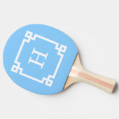 Sky Blue White Greek Key Frame #2 Initial Monogram Tischtennis Schläger (Seitenansicht)