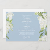 Sky Blue White Hydrangeas Wedding Einladung (Vorne/Hinten)