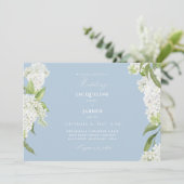 Sky Blue White Hydrangeas Wedding II Einladung (Stehend Vorderseite)