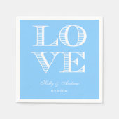 Sky Blue, White LIEBE Napkins Serviette (Vorderseite)