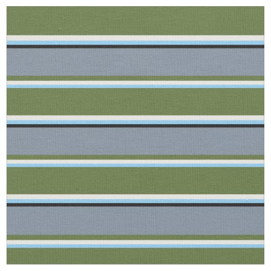 Sky Blue, White, Olive Green, Slate Grau & Black Stoff (Nahaufnahme)
