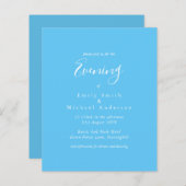 Sky Blue White Script Budget Hochzeitsempfang (Vorne/Hinten)