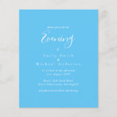 Sky Blue White Script Budget Hochzeitsempfang (Vorderseite)