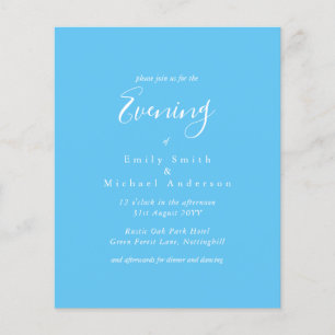 Sky Blue White Script Budget Hochzeitsempfang