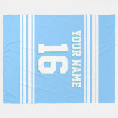 Sky Blue White Sports Jersey Fleecedecke (Vorderseite (Horizontal))