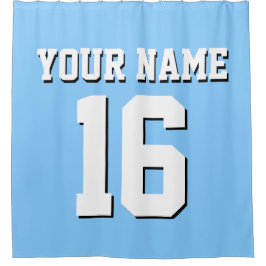 Sky Blue White Sports Jersey Team Jersey Duschvorhang