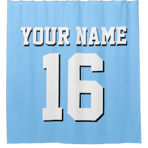 Sky Blue White Sports Jersey Team Jersey Duschvorhang