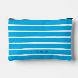 Sky Blue & White Strip Travel & Make Up Bag Zubehörtasche