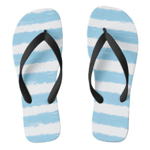 Sky Blue White Summer Stripes Badesandalen