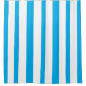 Sky Blue White Summer Stripes Duschvorhang (Vorderseite)