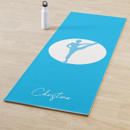 Sky Blue-White Yoga Pose mit Individuelle Name Yogamatte