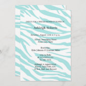 Sky Blue White Zebra Animal Brautparty Einladung (Vorne/Hinten)