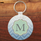 Sky Blue White Zickzack Schlüsselanhänger (Vorderseite)