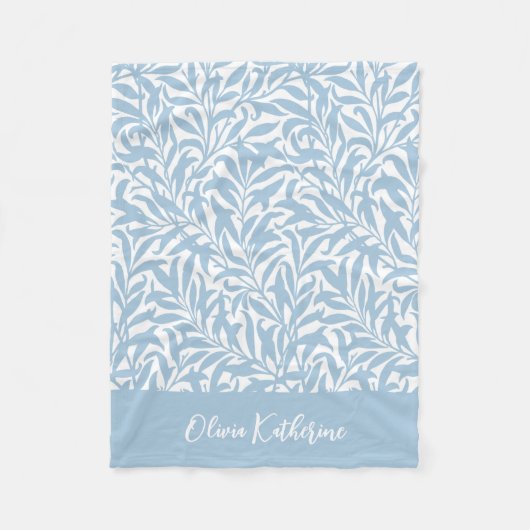 Sky Blue Willow Bough Monogrammed Fleecedecke (Vorderseite)