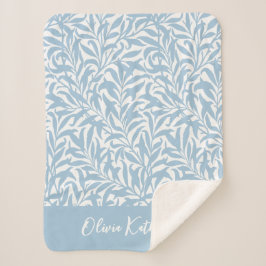 Sky Blue Willow Bough Monogrammed Sherpadecke