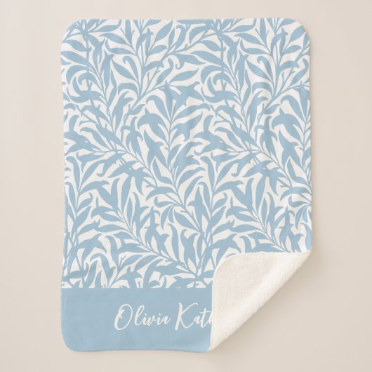 Sky Blue Willow Bough Monogrammed Sherpadecke (Vorderseite)