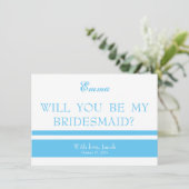 Sky Blue wirst du meine Bridesmaid sein Einladung (Stehend Vorderseite)