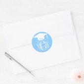 Sky Blue Wt Vine Script Monogram Abschluss DIY BG Runder Aufkleber (Umschlag)