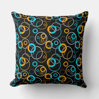 Sky blue yellow and white rings and circles kissen