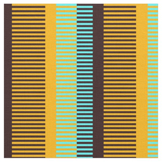 Sky Blue Yellow Brown Streifen Stoff (Nahaufnahme)