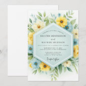 Sky Blue & Yellow Meadow Wedding Einladung (Vorne/Hinten)