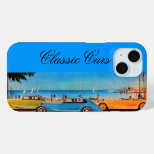 SKY BLUE YELLOW VINTAGE CARS iPhone 15 HÜLLE