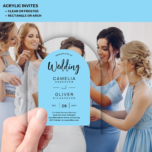 Sky Blue Zazzle Acrylic Wedding lädt ein Acryleinladungen