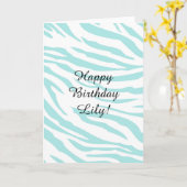 Sky Blue Zebra Print Karte (Gelbe Blume)