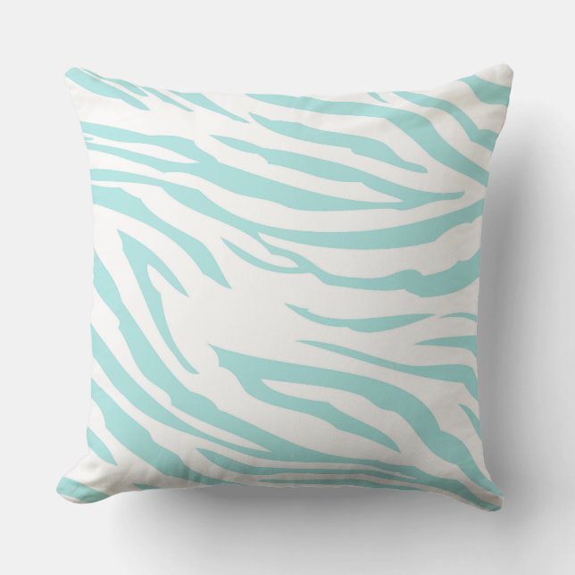 Sky Blue Zebra Print Kissen (Vorderseite)