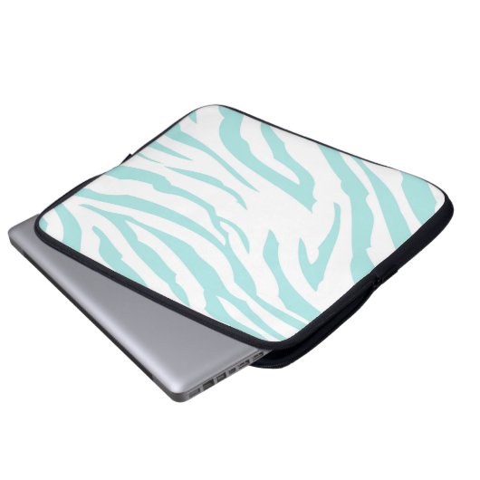Sky Blue Zebra Print Laptopschutzhülle (Vorne Knopf)